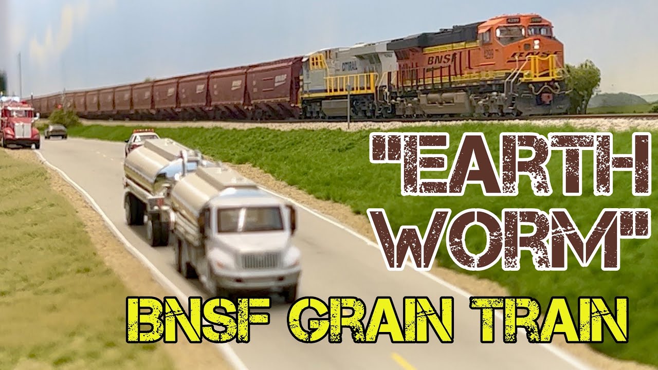 Реалистичные операции — зерновой поезд BNSF «EarthWorm» в масштабе HO