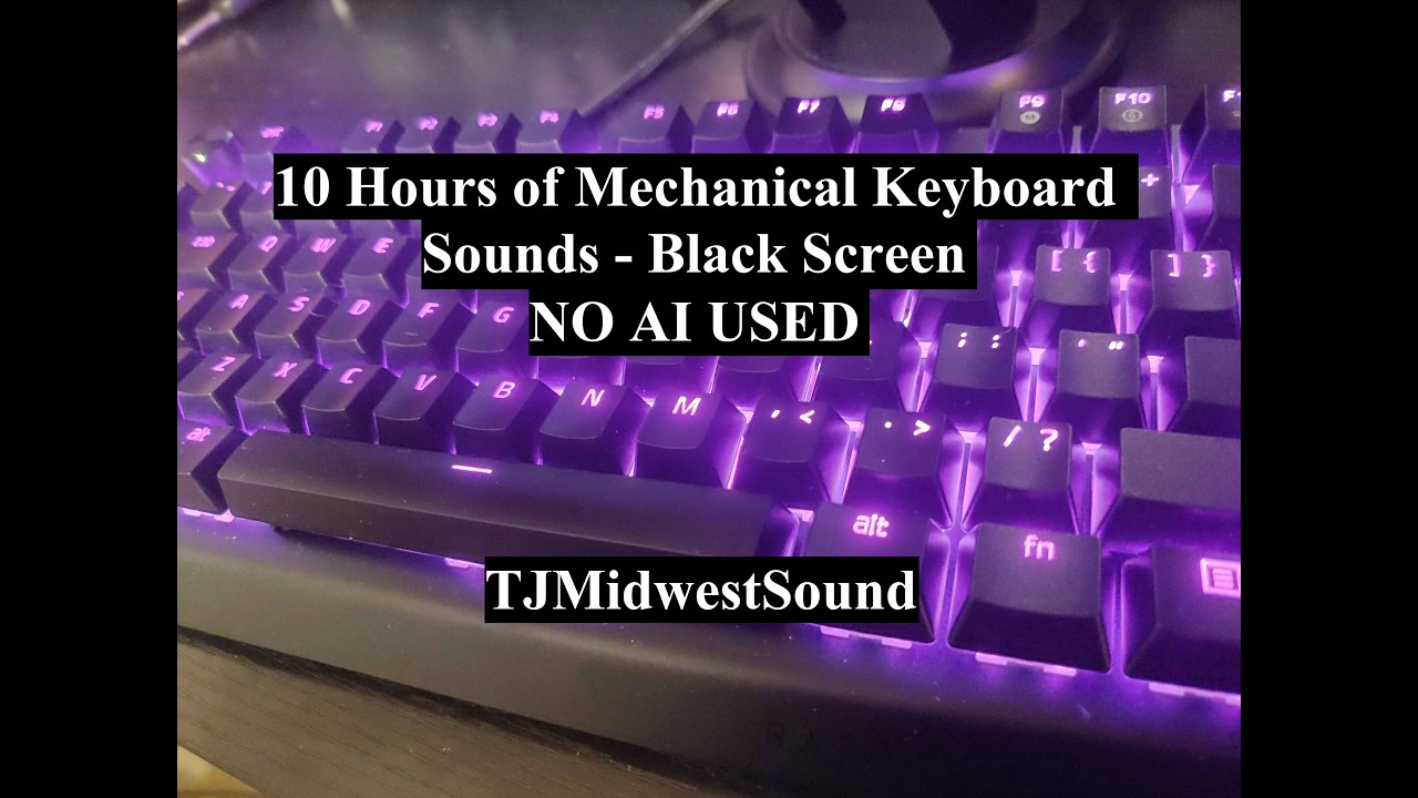 10 Hours of Mechanical Keyboard Sounds - Black Screen for Sleep / Relaxation NO AI USED