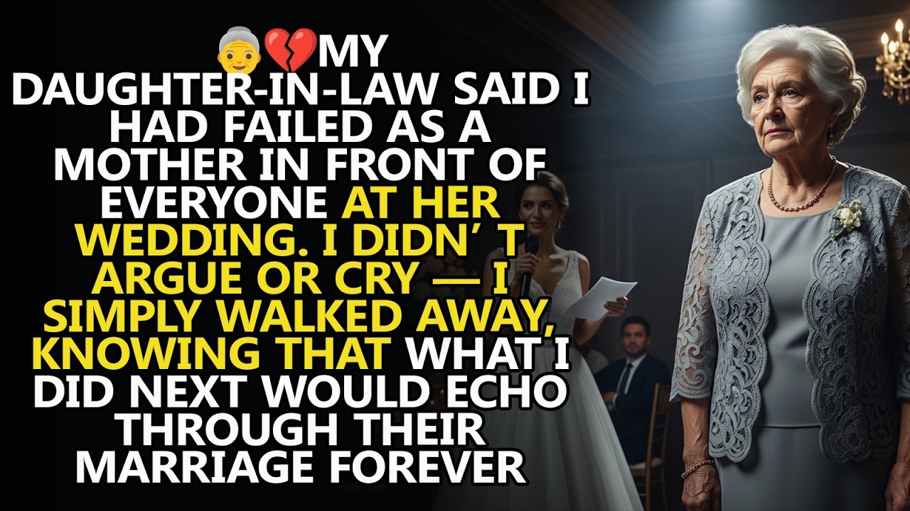 My daughter in law said I had failed as a mother in front of everyone at her wedding  I just went
