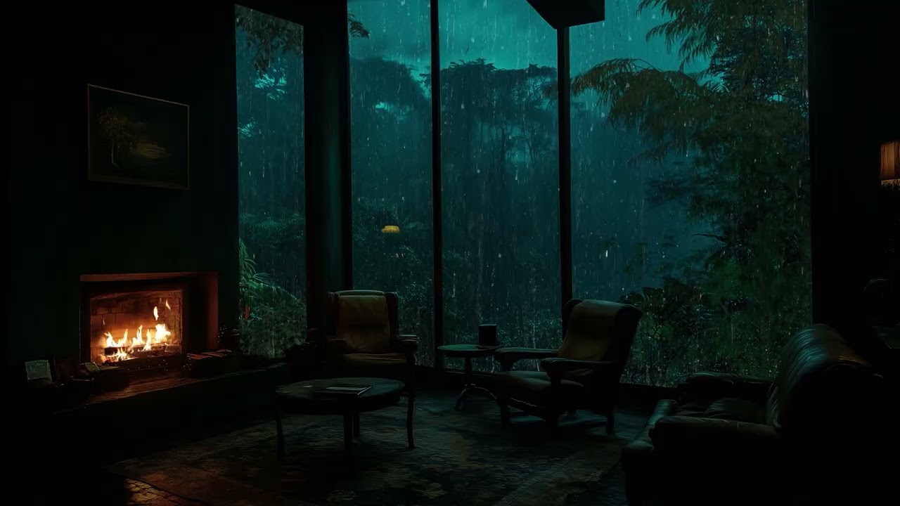 (No Ads) Sleep Instantly Tonight 🌧️ Rain and Thunder Sounds for Deep Sleep In Dark Forest Room