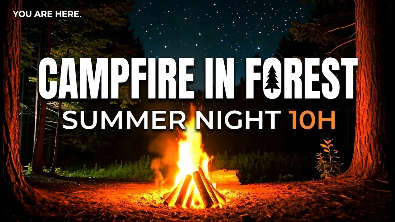 Y O U  A R E  H E R E. 🌲 Warm Campfire Forest & Summer Night Sounds for Sleep, Study & Relaxation