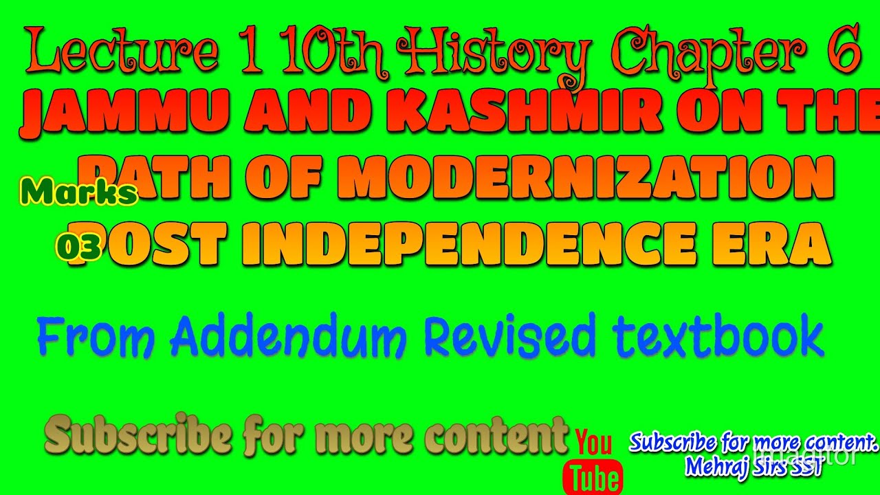 Lecture 1.|| JAMMU AND KASHMIR ON THE PATH OF MODERNIZATION| |POST INDEPENDENCE ERA
