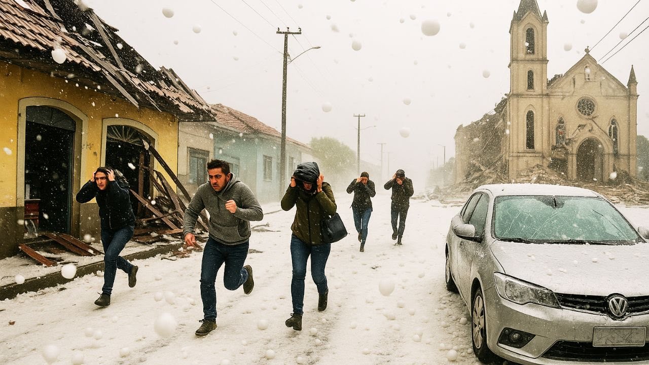 CAOS em Castro-PR! Chuva de GRANIZO destrói telhados e apavora moradores!