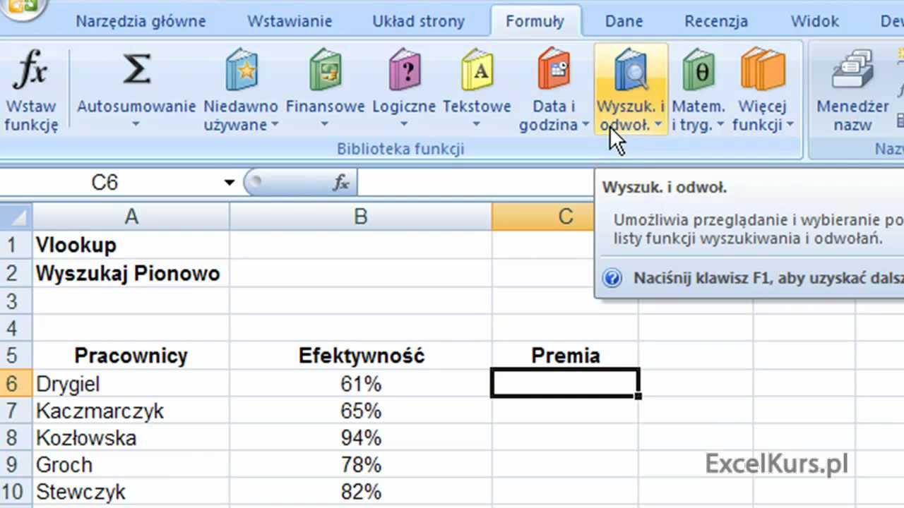 Kurs Excel 2007 Dla Zaawansowanych: Funkcja Wyszukaj Pionowo - Część 1