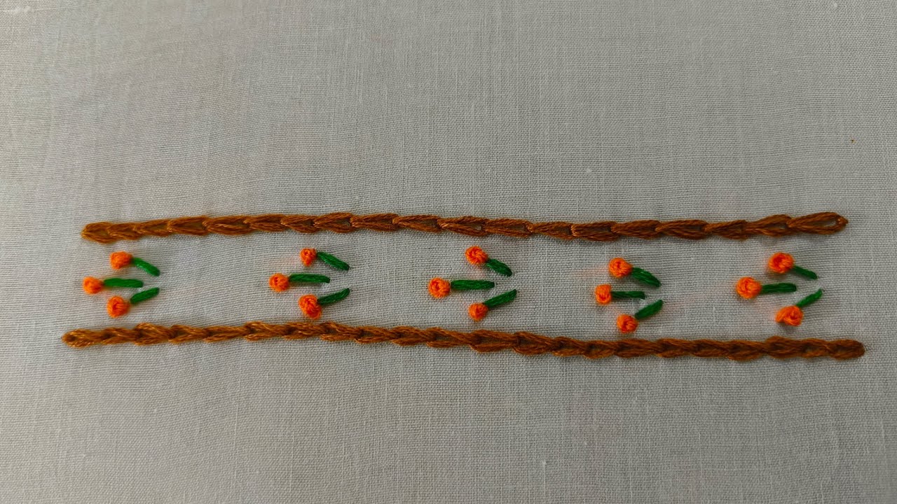 Easy Border line Embroidery For Beginners | Desi Sui Dhaga