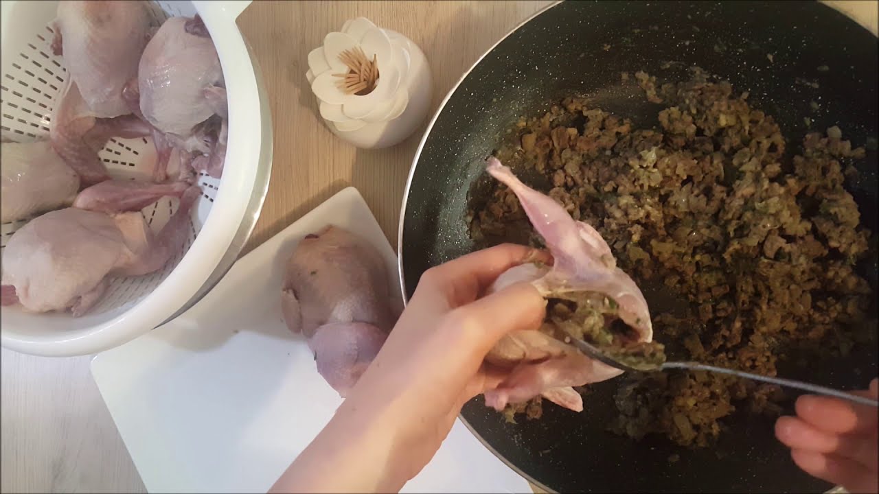 Cailles farcies aux marrons et foie de volailles