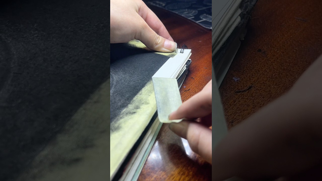 ASMR Peeling Off The Tape🔥# asmr #art #unpacking #pencilasmr #relaxing #graphite #blackpastel
