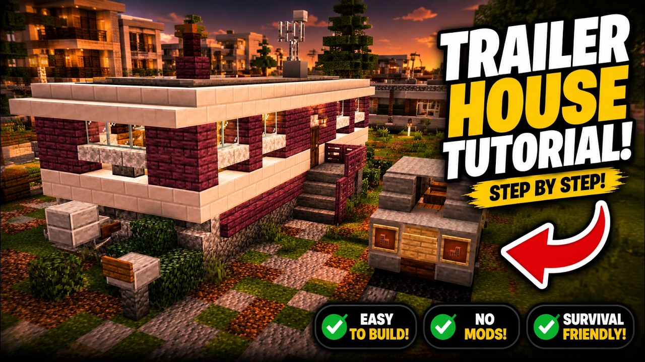 Minecraft: How to build a Trailer House in Minecraft | Minecraft Trailer House Tutorial