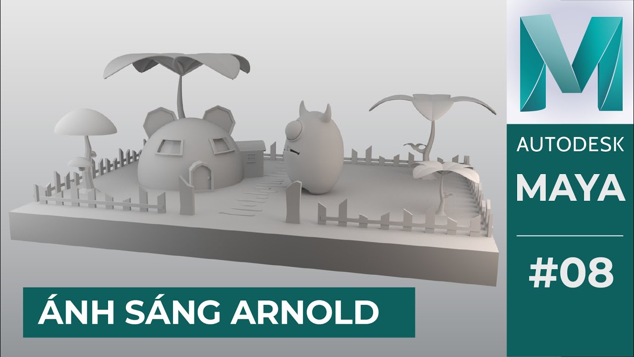 Bài 08: Setting ánh sáng 3d maya và tạo nền gradient trong Arnold Maya