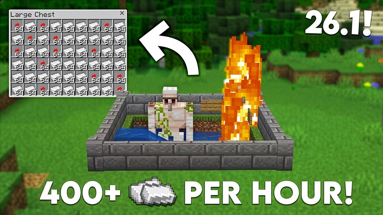 EASIEST IRON Farm Minecraft Bedrock 1.21/26.1+!