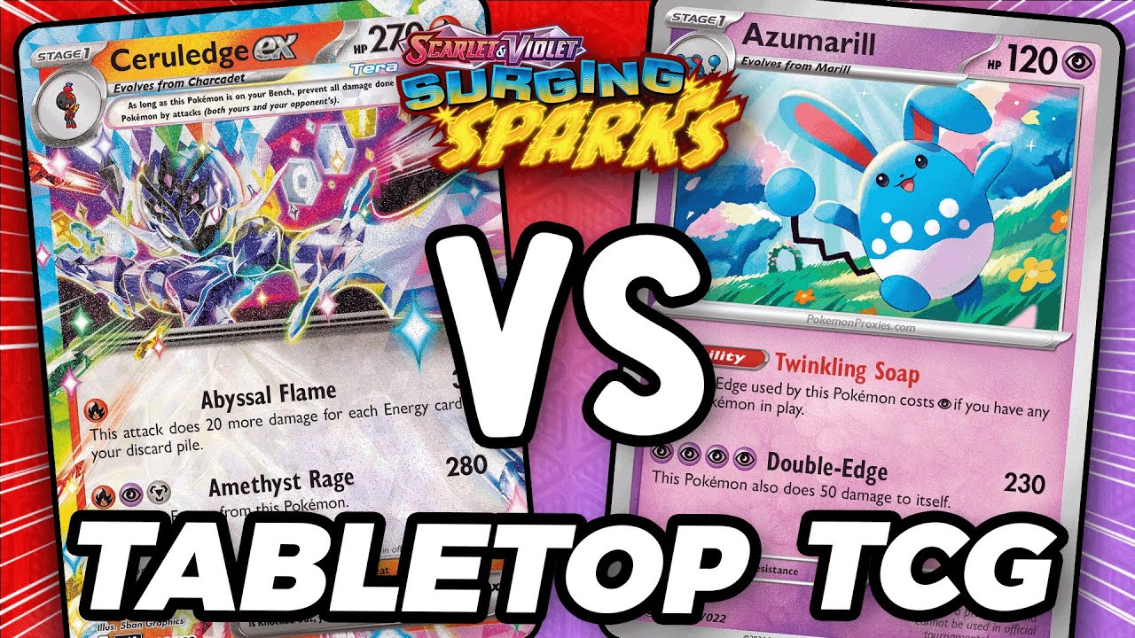 Can Ceruledge ex Defeat Azumarill in this Surging Sparks Tabletop Gameplay FINALS!?