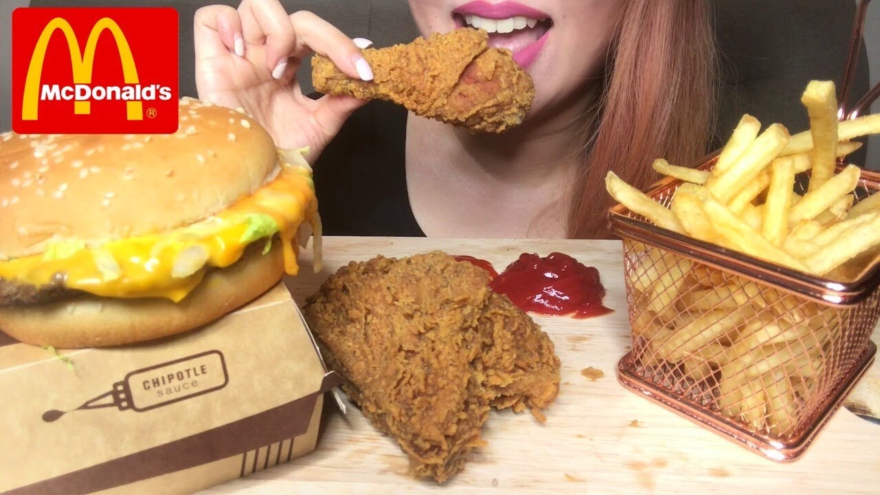 ASMR 🍟MCDONALD'S BEEF BURGER, FRIED CHICKEN & FRIES | EATING SOUNDS (No Talking)