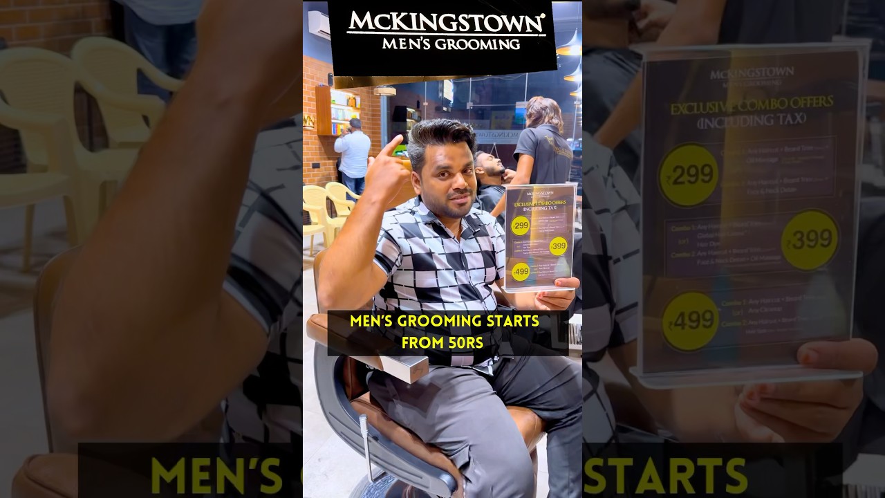 Mckingstown Men&rsquo;s Grooming starts from just 50rs Haircut + Beard Trim + oil Massage at just 299rs