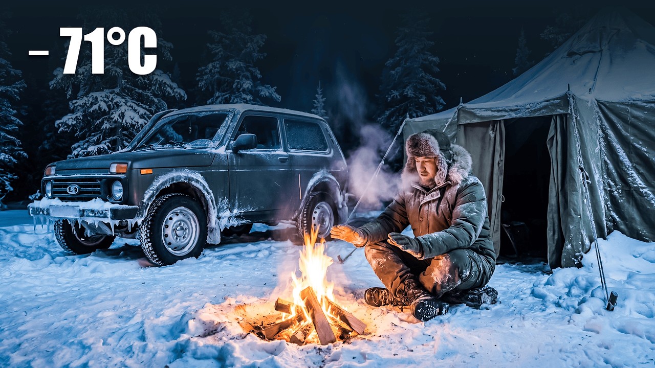 Quiet Solo Camping in −71°C Yakutsk | Snow & Fire ASMR