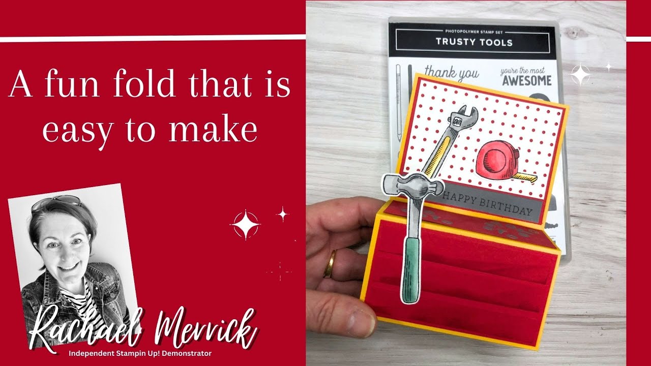 Stampin Up's Trusty tools workbench fun fold card