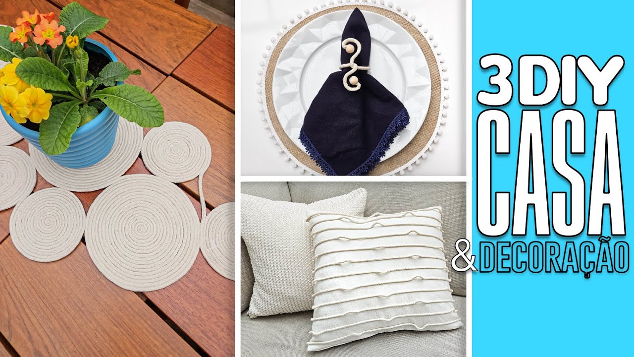 Ideias incríveis DIY | Almofada, Trilho de mesa e Porta guardanapo |Decorar gastando pouco
