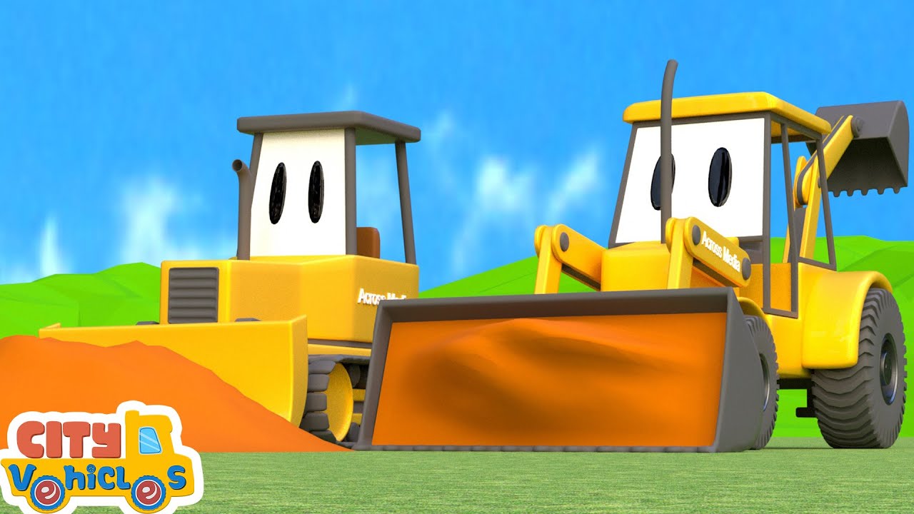 Construction vehicles rescue tractor and dump truck which fall into river-Excavator, Bulldozer.