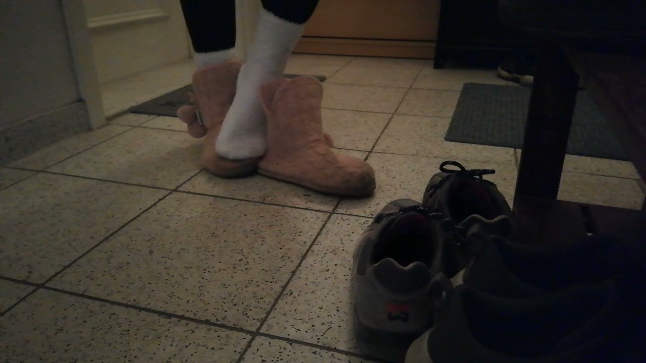Cute slipper boots and fuzzy socks