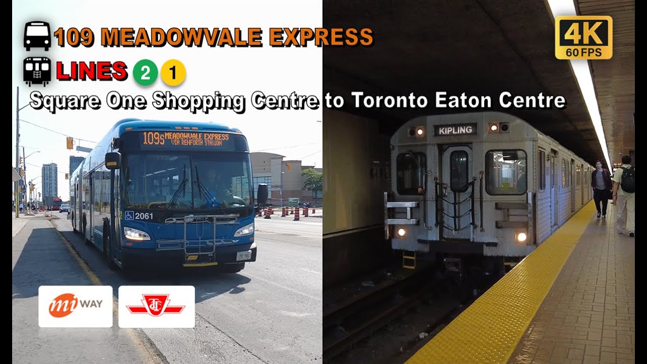 TTC & MiWay POV Walk: Square One Shopping Centre to Toronto Eaton Centre Via Kipling Stn【4K 60FPS】