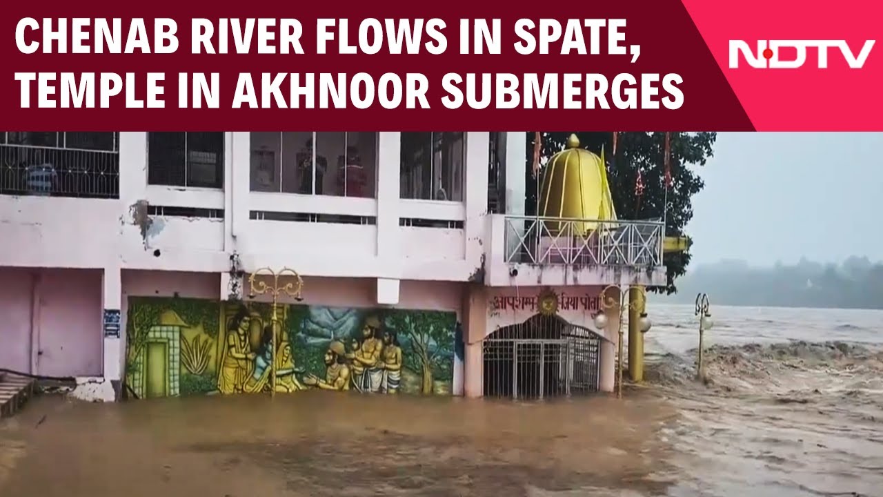 J&K News | Temple In Akhnoor Submerges As Chenab River Flows In Spate In J&K
