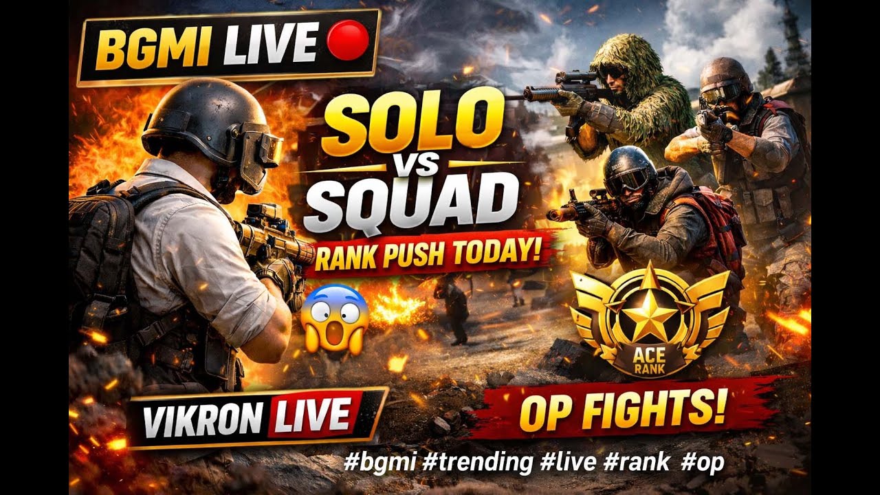 BGMI Live 🔴 Solo vs Squad Rank Push Today 😱 OP Fights | Vikron Live #bgmi #trending #live #rank op!!