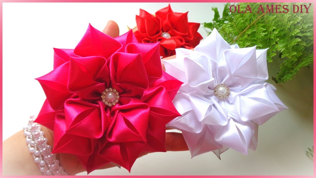 ❤️️Посмотрите как КРАСИВО😍Пышные Цветы из Атласной Лентыl/ Ribbon Flowers/ Flores de fitas/ Ola ameS