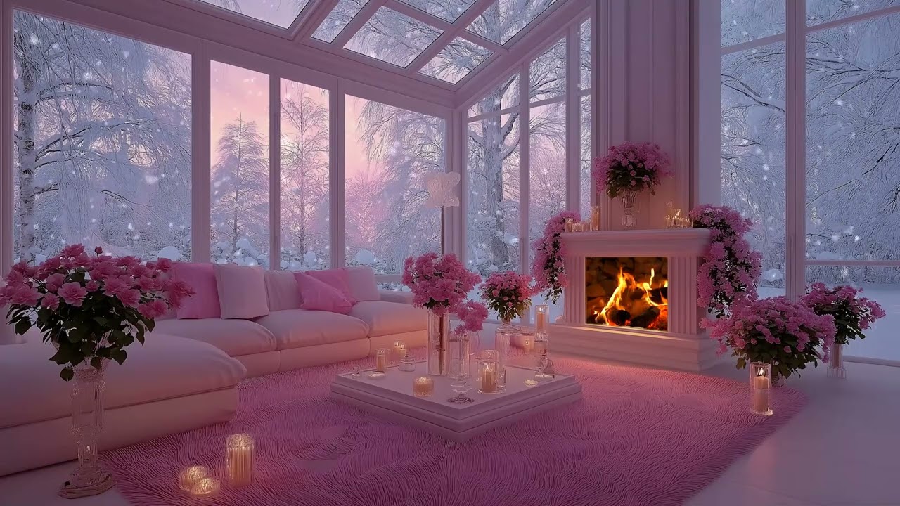 Blizzard Night Outside ❄️ Warm Fireplace Inside | Cozy ASMR for Deep Sleep