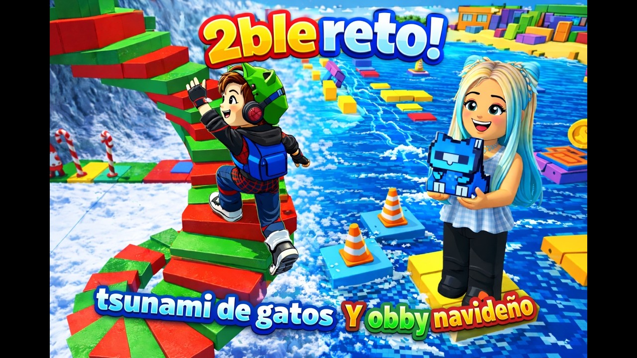 🌊🌟🐱La Ola nos arrastró /Tsunami de Gatos retro! y Obby Navideño con Kathy! /Roblox