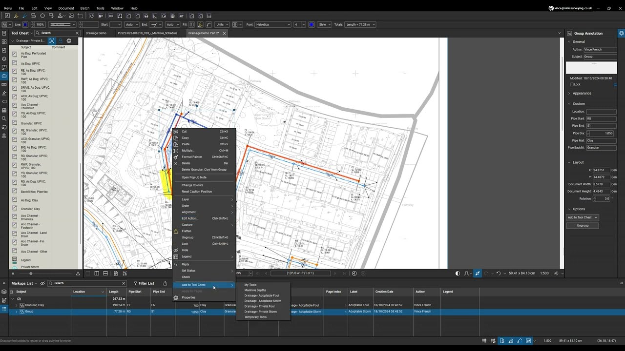 Bluebeam Revu - Measuring Drainage (October 2024 Update)