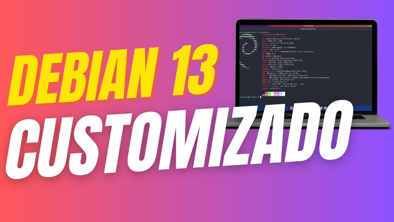 ⭐  Minha customização do Debian 13 com Gnome!