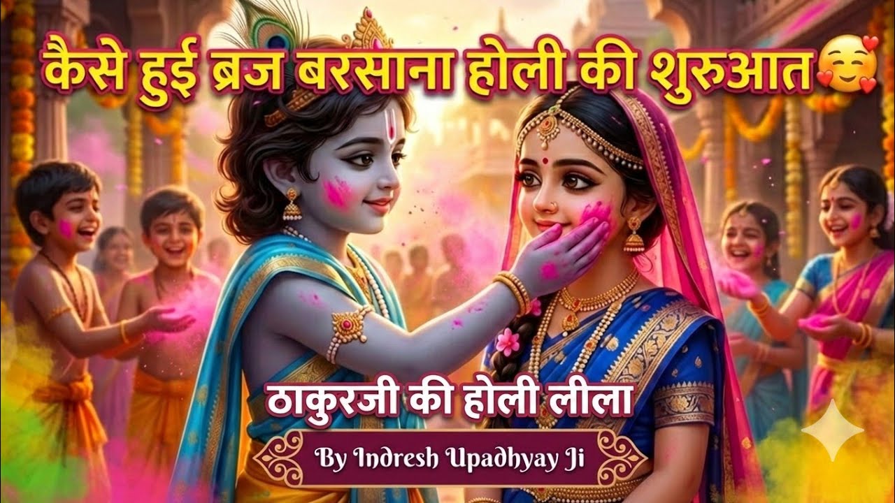 ठाकुरजी गए होली खेलने बरसाना🥰#krishna#love #holi #katha #video #viral #krishnaleela #radhakrishna#ai