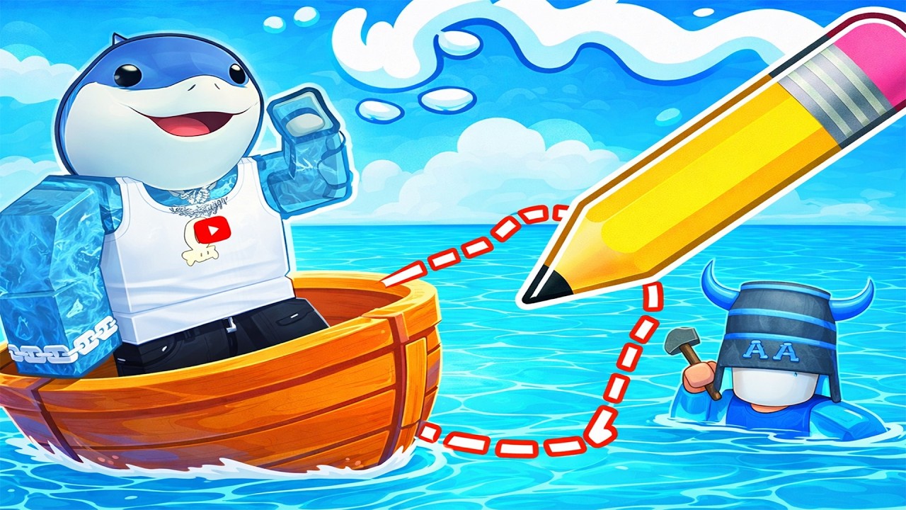 Sandal Çizerek Karşıya Geçmeye Çalıştım! ⛵✏️🌊 Fırtınadan Sağ Çıkabilecek Miyiz? 😱⚡ - Roblox
