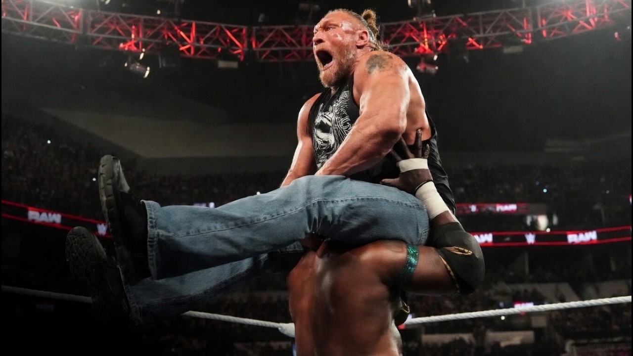Oba Femi attack Brock Lesnar WWE Raw 16 March 2026 The Beast Brock Lesnar attack Seth Rollins