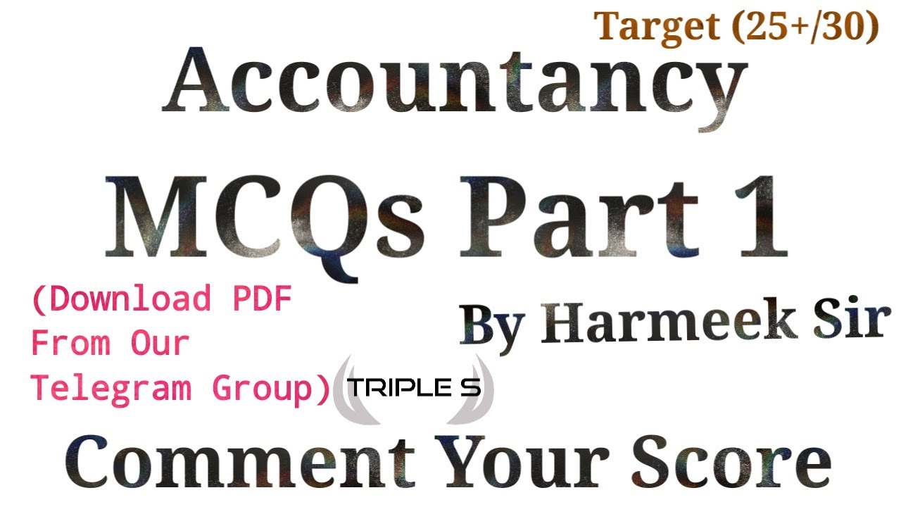 Accountancy MCQs Part 1 by Harmeek Sir || JKSSB PANCHAYAT ACCOUNTS ASSISTANT