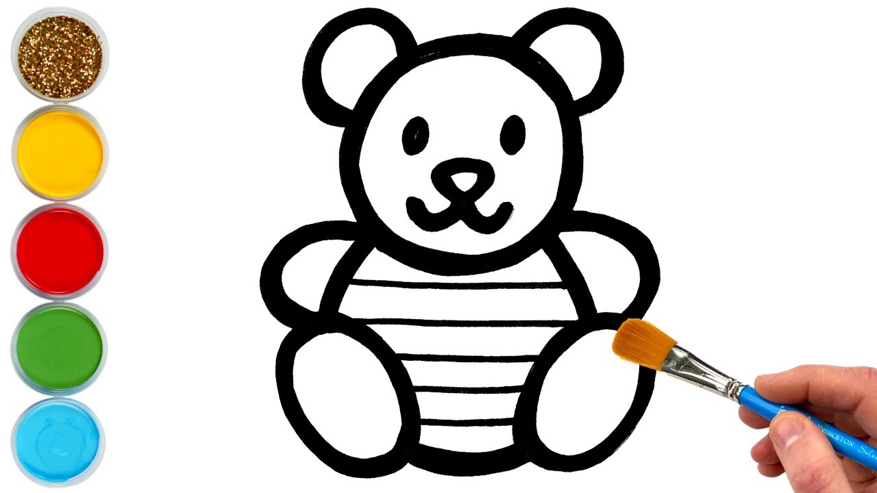 Teddy Bear Drawing, Painting and Coloring for Kids, Toddlers | Let's learn Colors Together