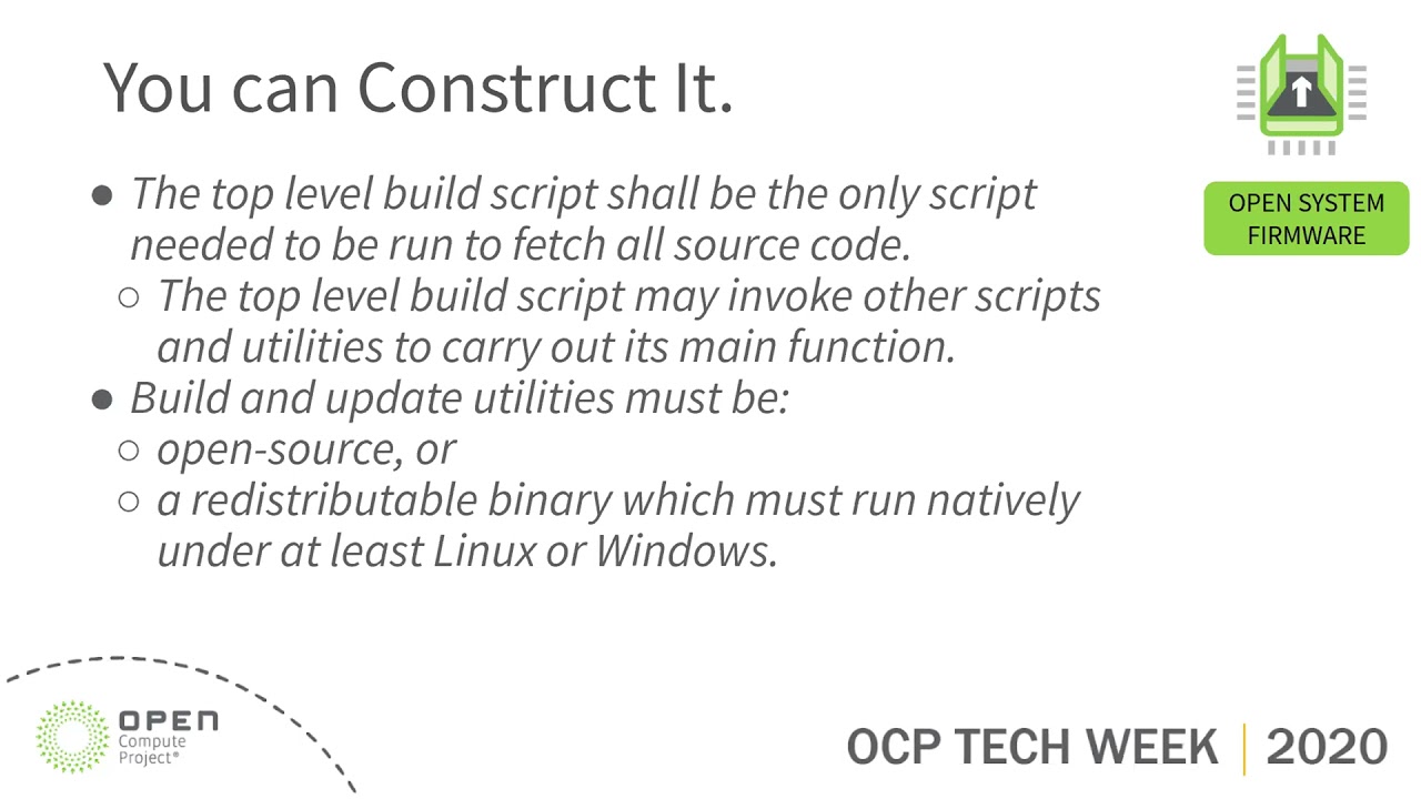 OCP 2020 Tech Week: How to Deliver Open System Firmware (Part 1)