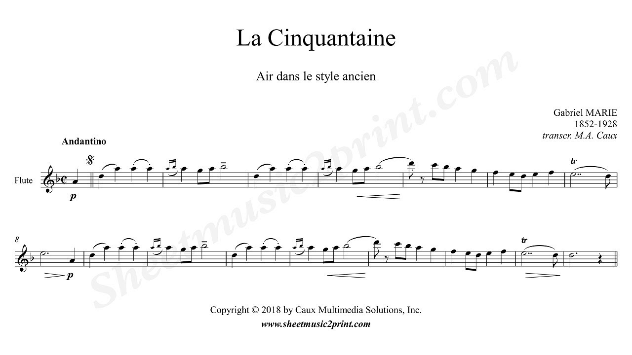 Gabriel Marie : La Cinquantaine - Flute