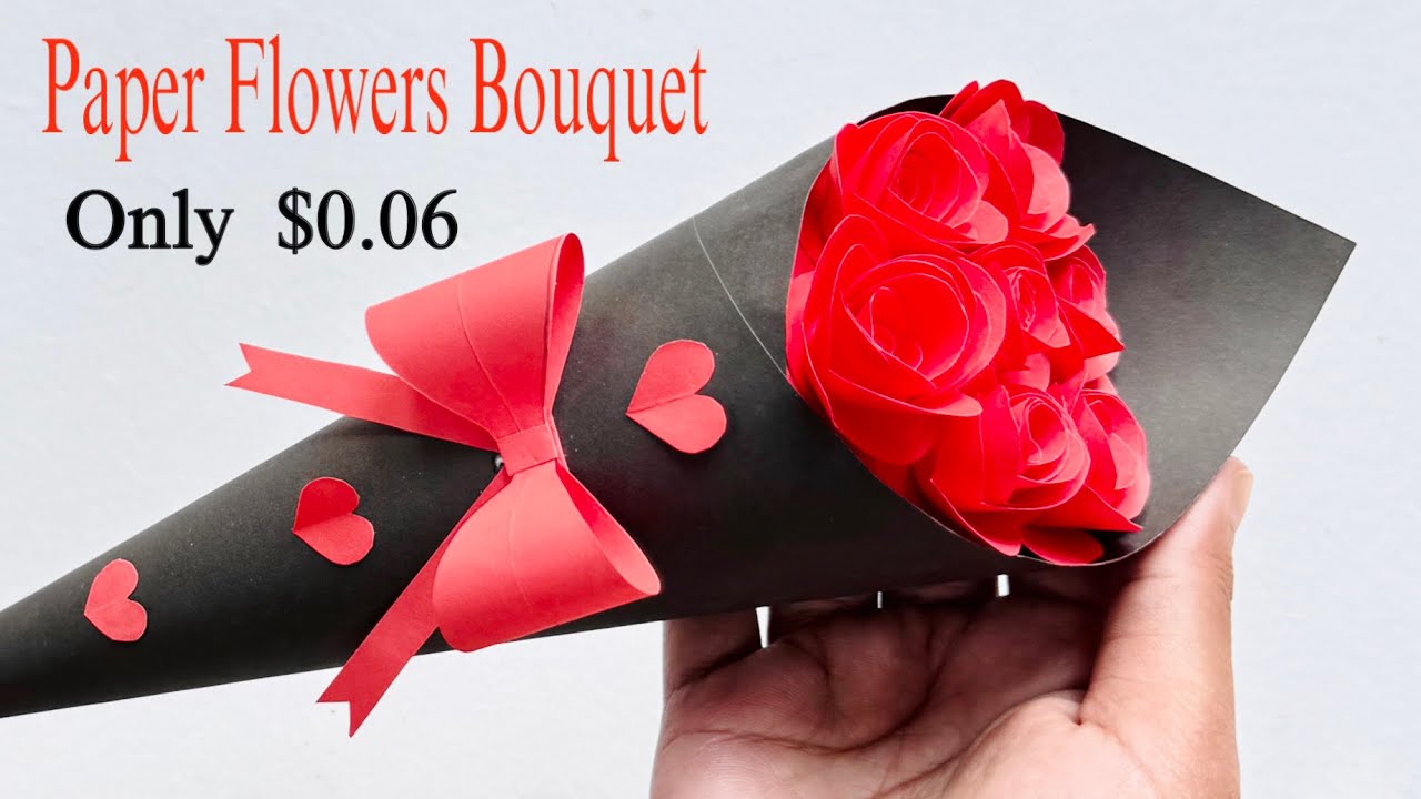 Gift Ideas / DIY Paper Flower BOUQUET / Birthday Gift Ideas / Flower Bouquet Making 