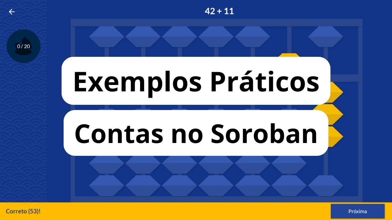 Exemplos de várias contas matemáticas no Soroban