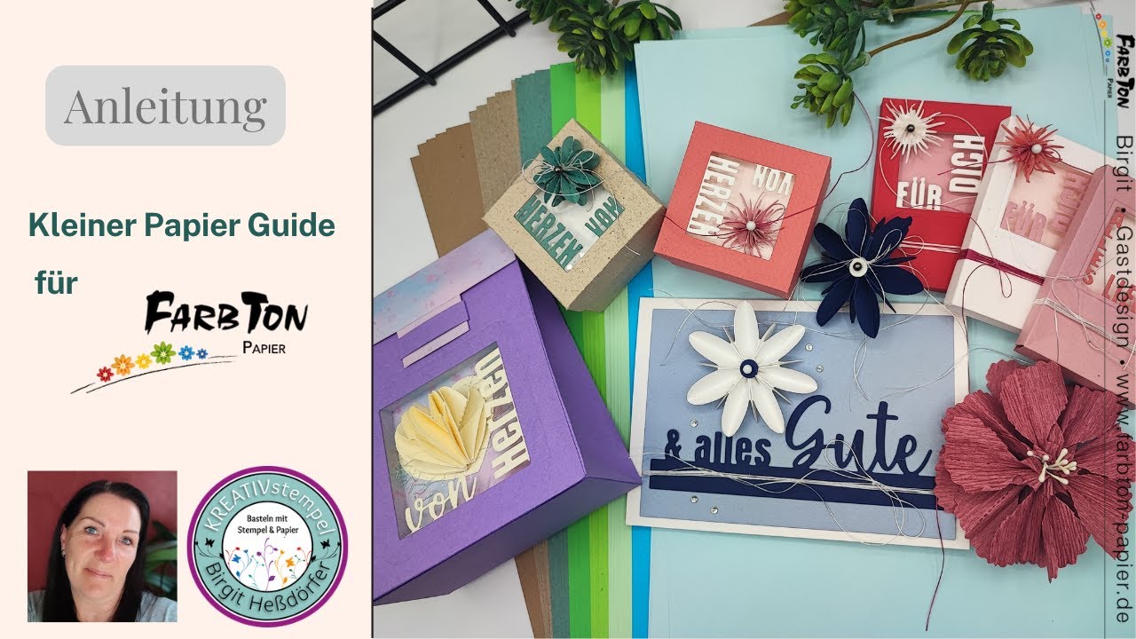 Schöne Faltblume aus Krepp-Papier basteln + Kleiner Papier Guide für Farbkartons von Farbton Papier