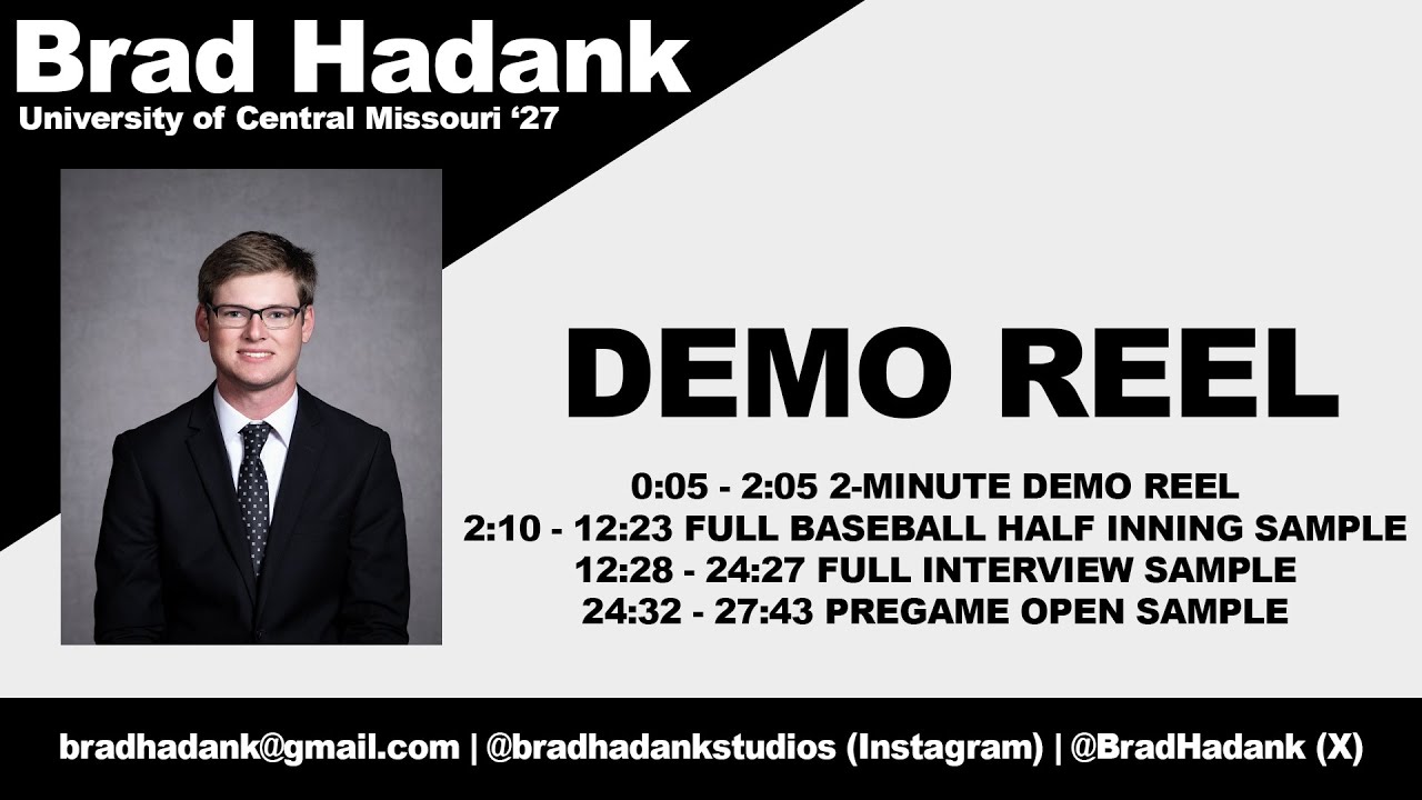 Brad Hadank Demo Reel with Baseball Sample