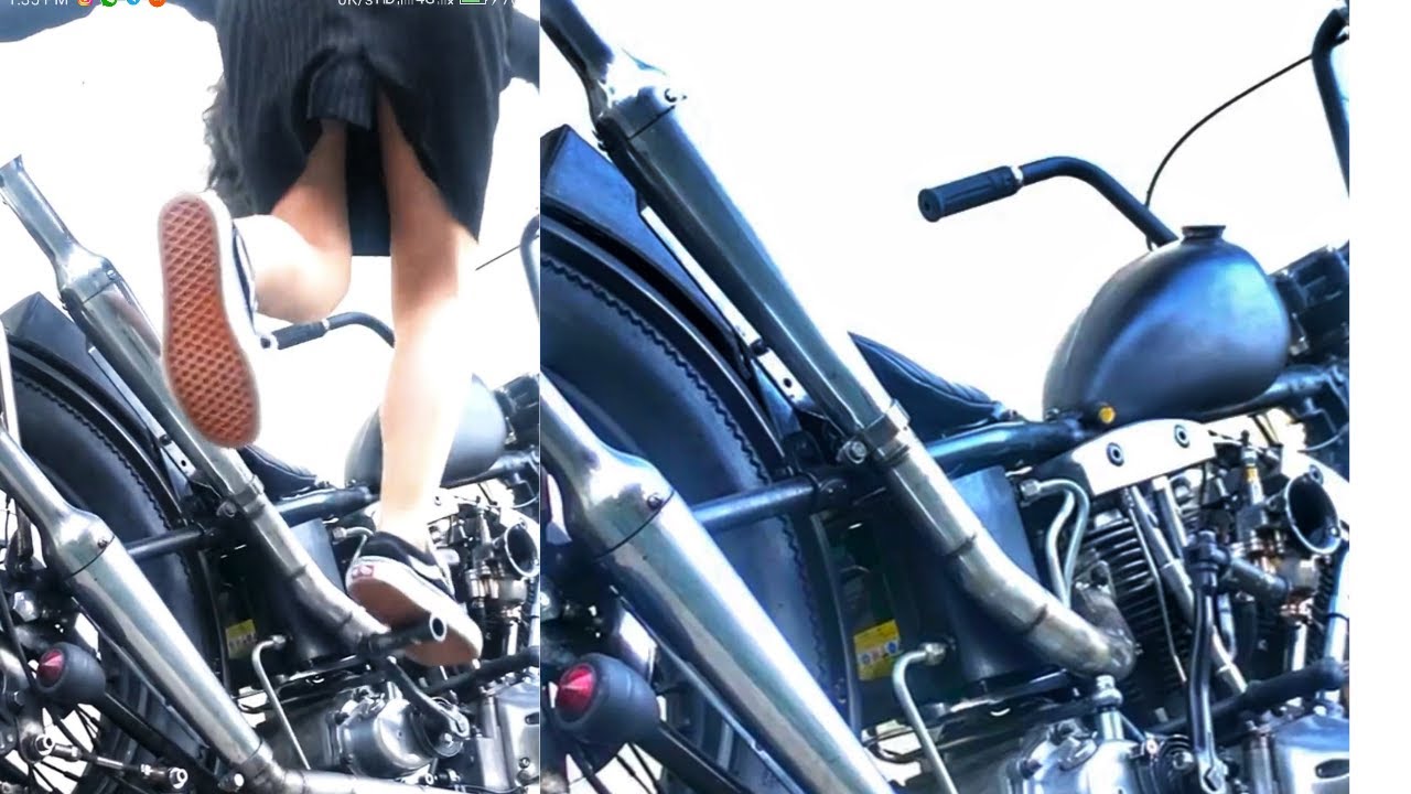 how to kick start a big cruiser bike. harley davidson rider girl #ladyrider #ridergirl #bikewithgirl