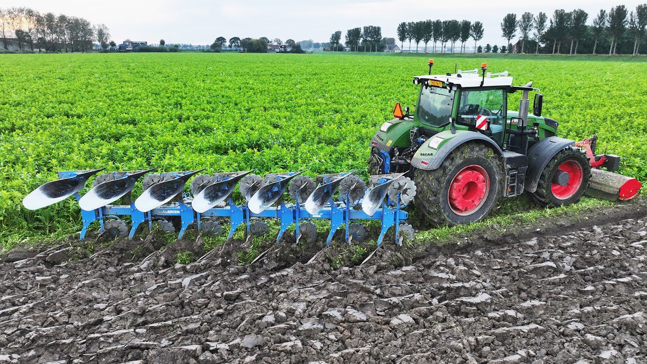 Fendt 942 vario + 7 furrow Lemken Juwel 10 On-land plough | Ploughing cover crop | Van Peperstraten