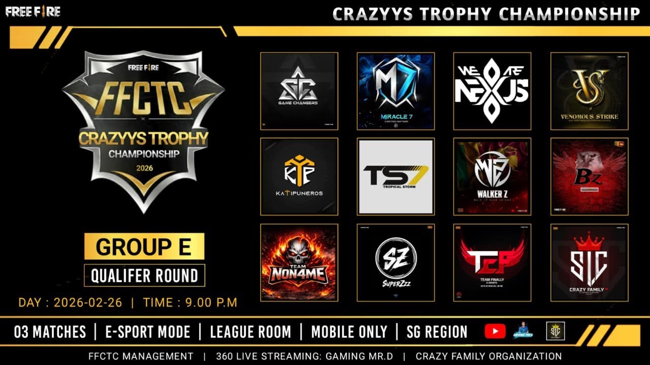 🔴[SIN] FFCTC QUALIFER ROUND | GROUP-E | GAMING MR.D
