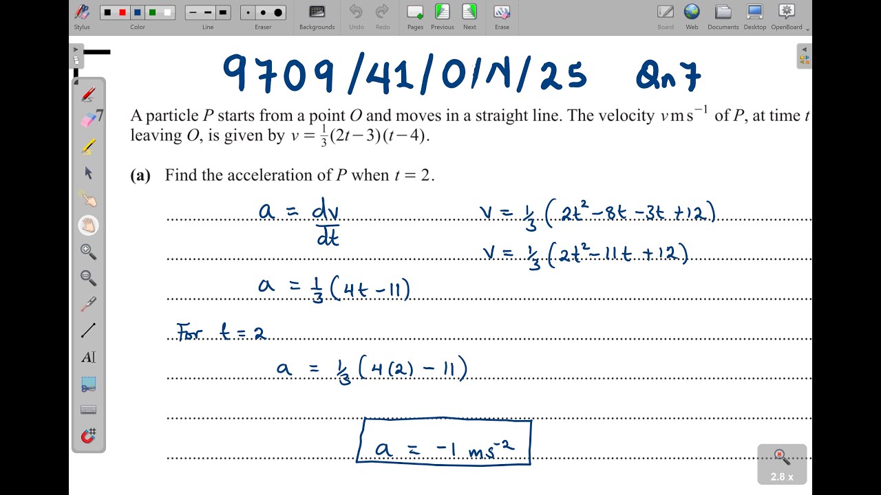 9709/41/O/N/25 -- QN 7 (VARIABLE ACCELERATION) -- MECHANICS MATHEMATICS PAPER 41 OCT/NOV 2025