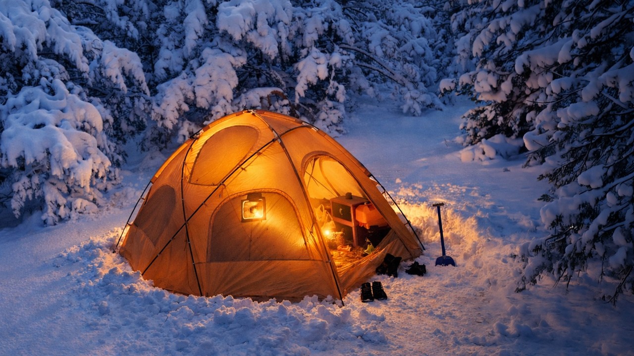 ЗИМНИЙ ЛАГЕРЬ ПРИ -9°C В ЗАСЫПАННОМ ЛЕСУ! СПЕЦИАЛЬНОЕ ПРАЗДНОВАНИЕ 200 000 ПОДПИСЧИКОВ