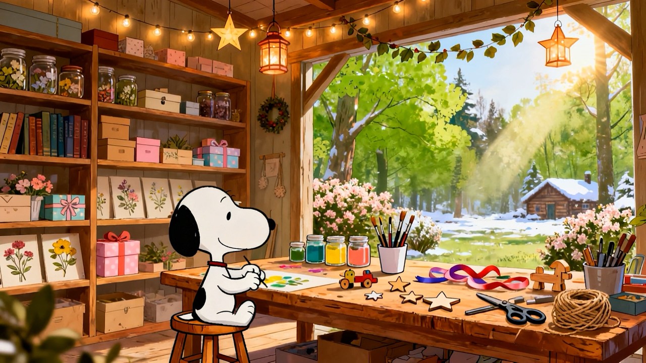 Snoopy’s Peaceful Spring Workshop 🌸🎨 Soft Lofi Music for Study, Focus & Relax