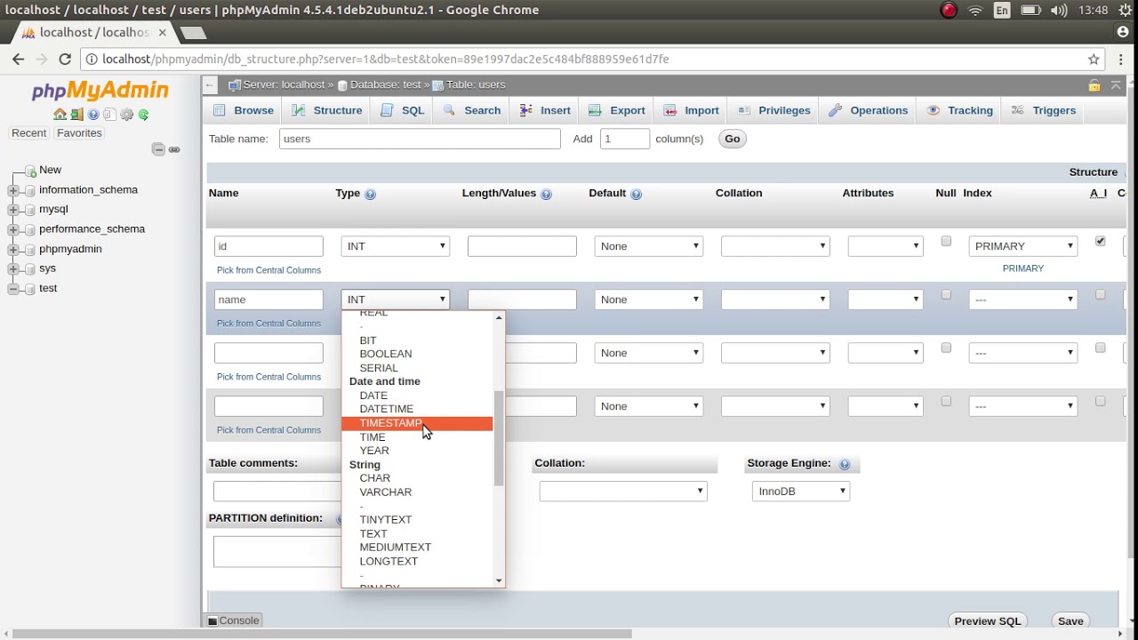 Работа с PhpMyAdmin