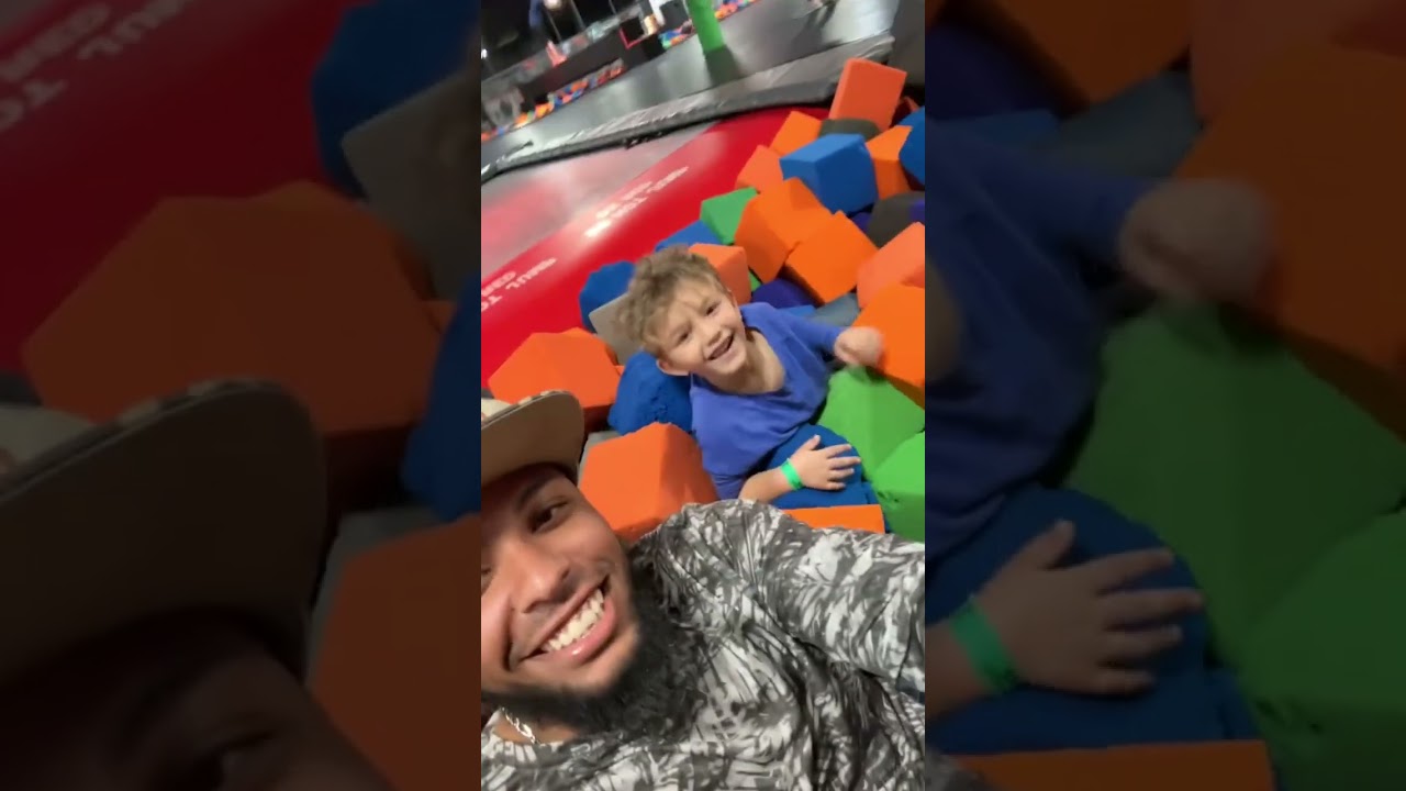 Having a blast 💥 with my son being a kid sky zone 