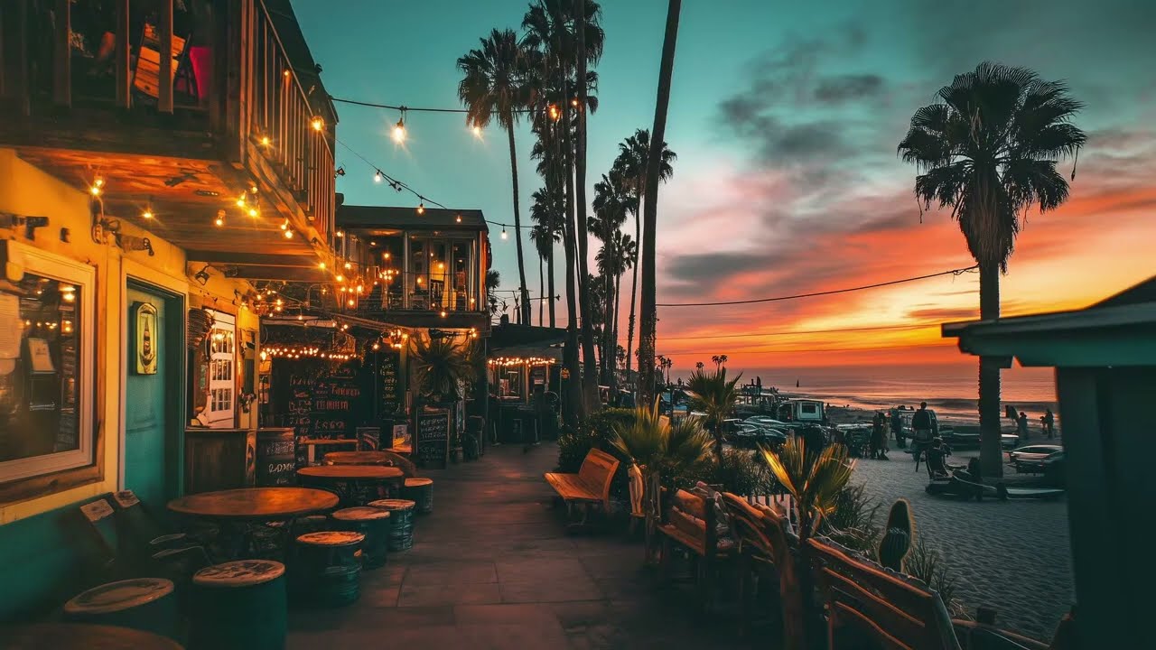 Huntington Beach Sunset Jazz Ambience | Relaxing California Coastal Vibes